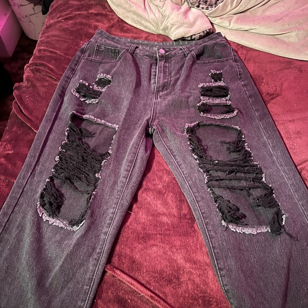 Distressed Black Women Jeans
